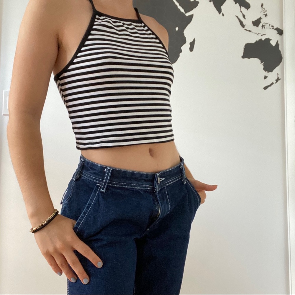 black and white striped tank top